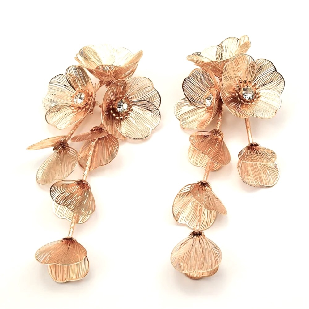 ๐50% OFF/3+...Gorgeous Statement Flower Dangle Earrings (Gold Color) - Picture 5 of 10
